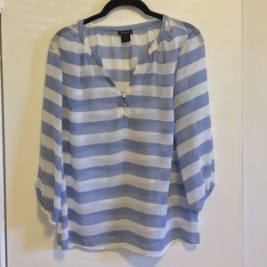 Ann Taylor Carolina blue and white striped top